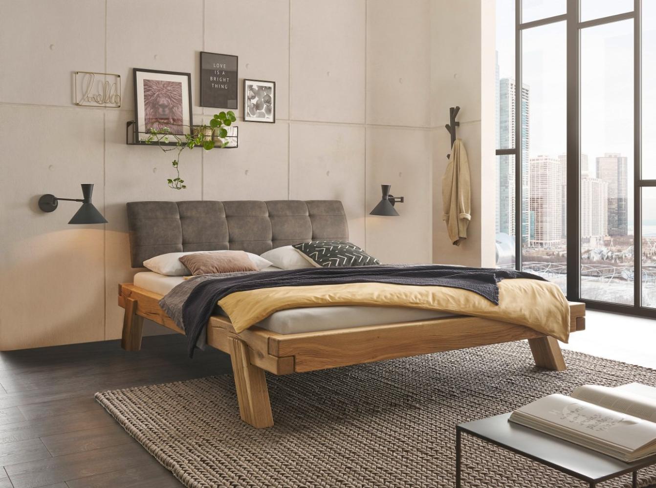 Balkenbett Eiche massiv 180x200 NI180 Bild 1