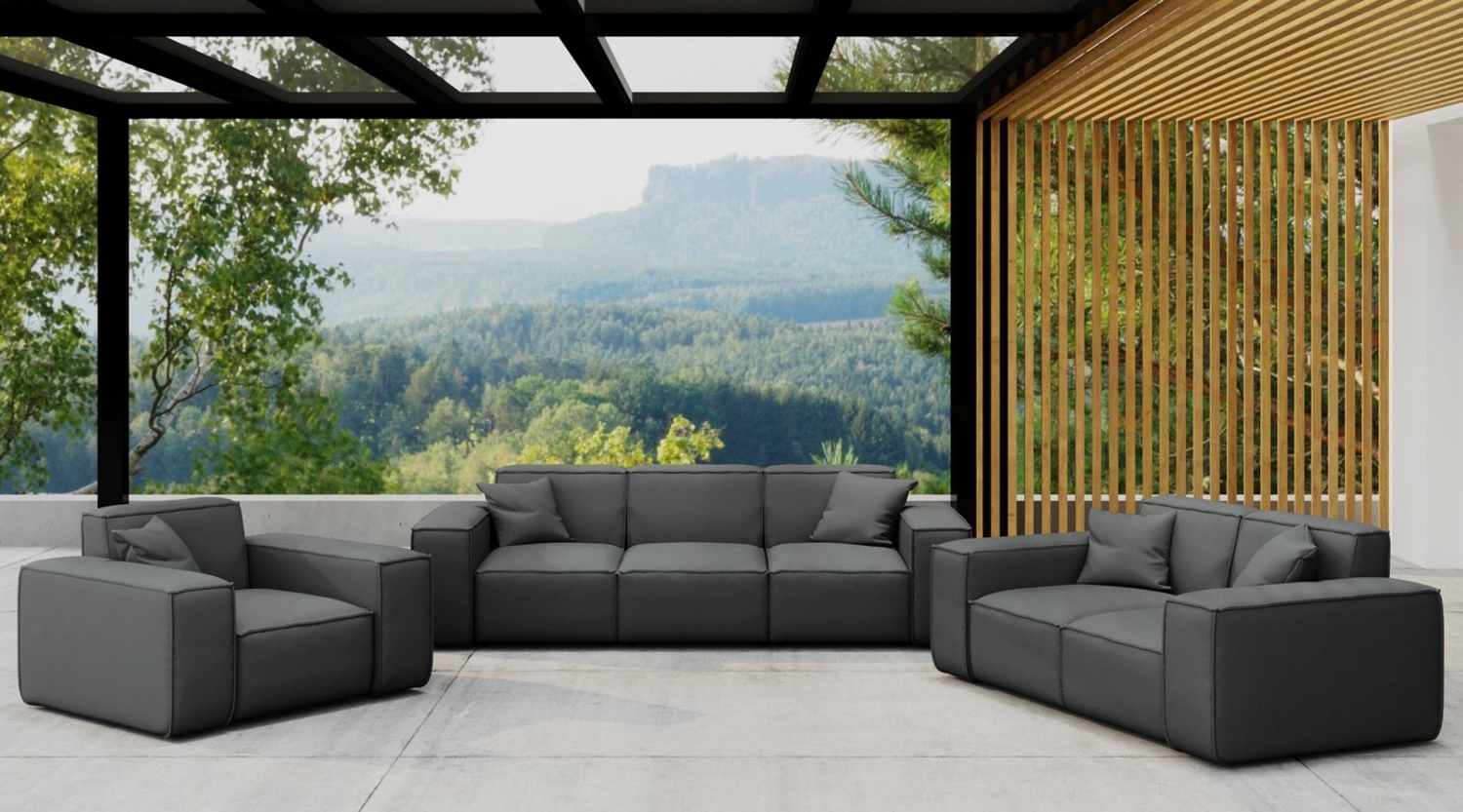 Kaiser Möbel Gartenlounge-Set Gartenmöbel-Set 3 2 1 für Garten, Terrasse, MALIBU Lounge-Set Bild 1