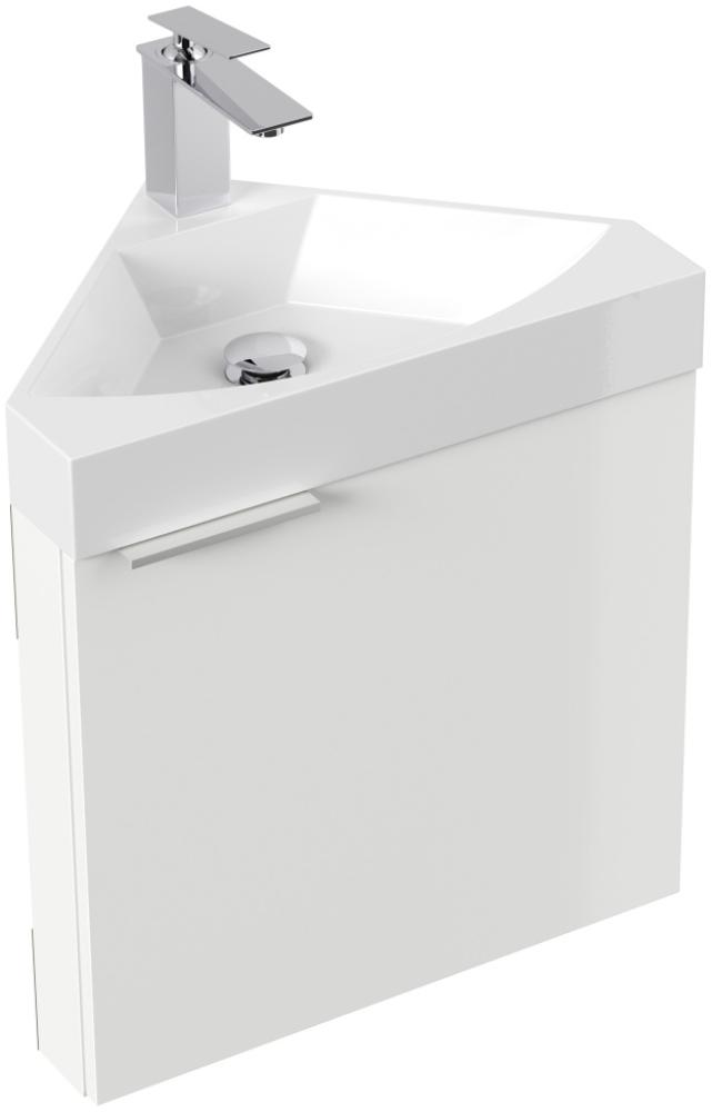 Gäste WC Eckbadmöbel Diamant Slimline Gästebad SoftClose weiß hochglanz : Weiss hochglanz Bild 1