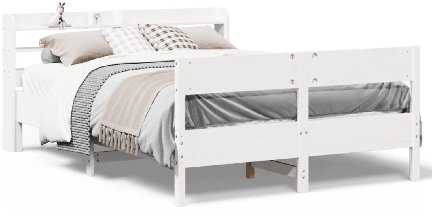 vidaXL Massivholzbett ohne Matratze Weiß 160x200 Kiefernholz 3306922 Bild 1