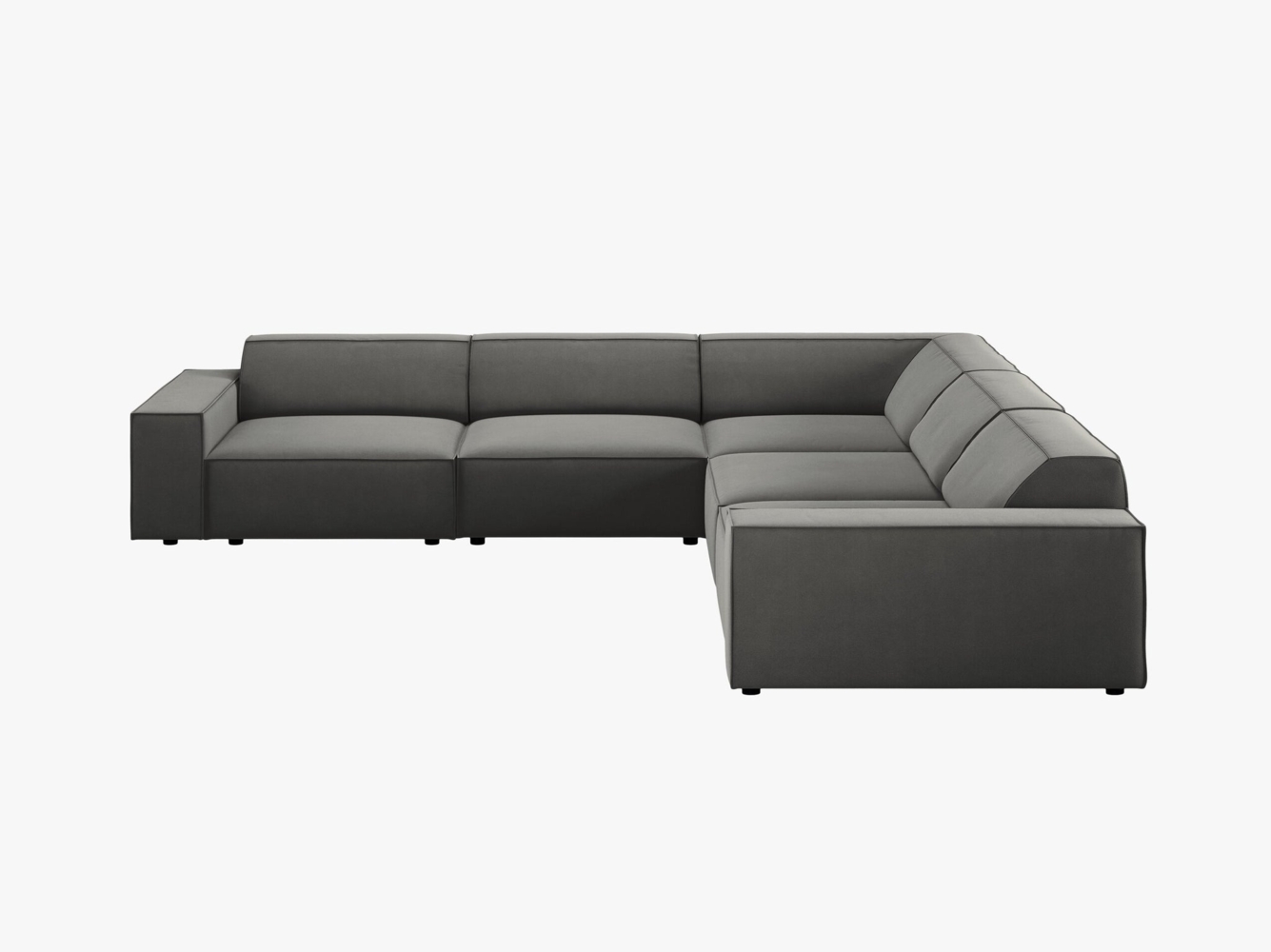 Micadoni Symmetrisches Ecksofa Jodie 6-Sitzer Samtstoff Hellgrau Bild 1