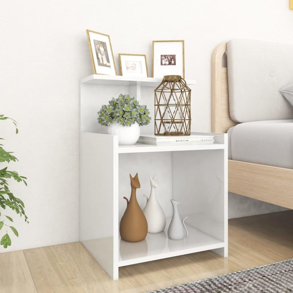 vidaXL Nachttisch Hochglanz-Weiß 40x35x60 cm Holzwerkstoff 806187 Bild 1