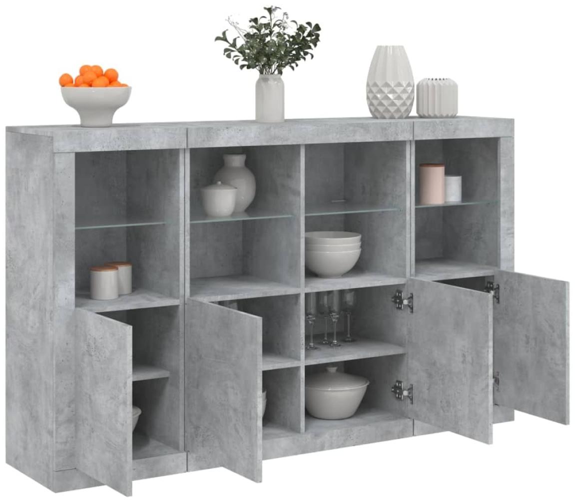 vidaXL Sideboards mit LED-Leuchten 3 Stk. Betongrau Holzwerkstoff 3209117 Bild 1