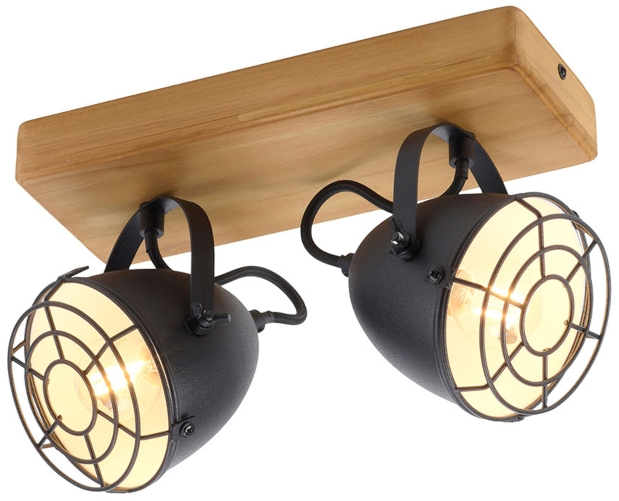 Deckenleuchte, Metall Holz, schwarz, Spots beweglich, H 20cm Bild 1