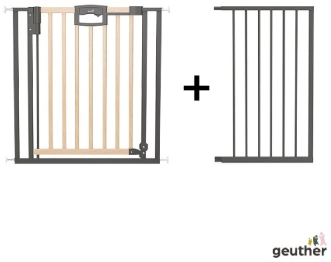 Geuther Türschutzgitter 'Easylock Plus' zum Klemmen für Öffnungen, Holz/ Metall, Natur/ Schwarz, 128,5 cm - 136,5 cm Bild 1