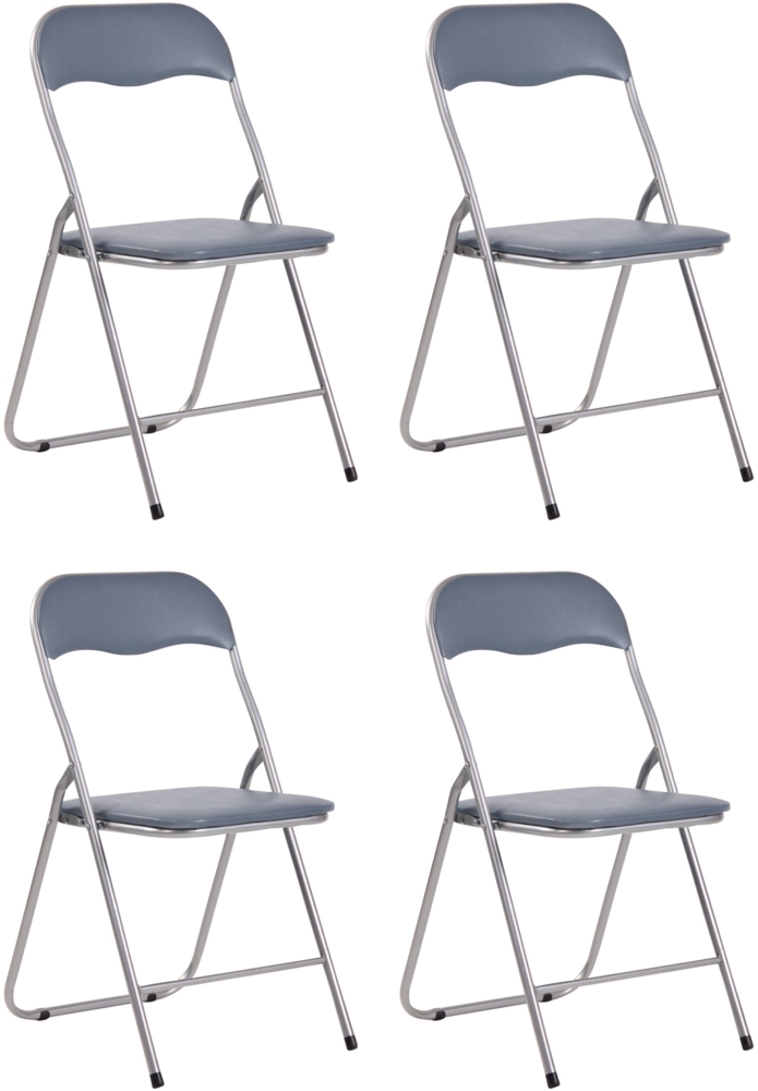 CLP 4er Set Klappstuhl Felix Klappbarer mit Kunstleder PVC Sitz Gepolstert,grau/silber Bild 1