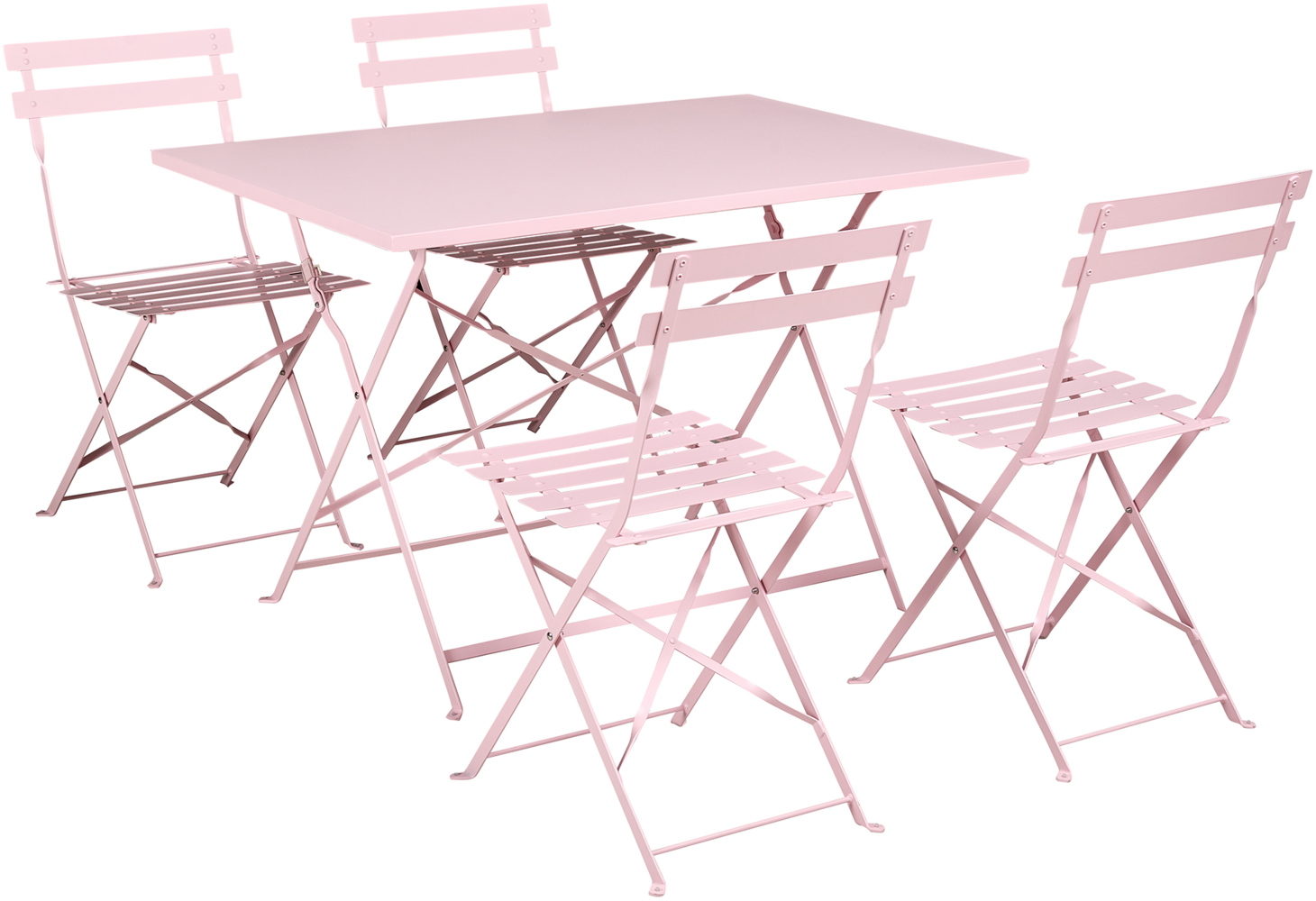 Gartenmöbel Set 4-Sitzer FIORI klappbar Metall Pastellrosa Bild 1