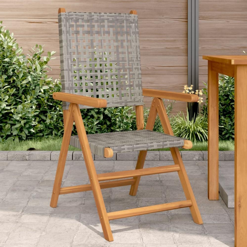 vidaXL Gartenstühle 2 Stk. Grau Massivholz Akazie und Poly Rattan 367652 Bild 1