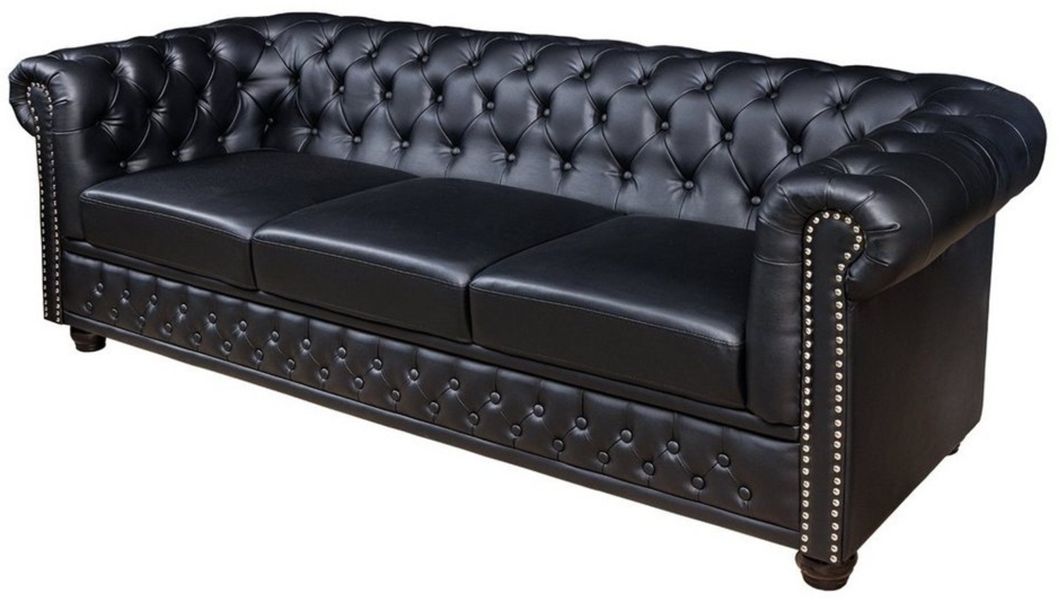 riess-ambiente 3-Sitzer CHESTERFIELD 205cm schwarz, Einzelartikel 1 Teile, Wohnzimmer · Sofa · Kunstleder · Holz · Federkern · Design Bild 1