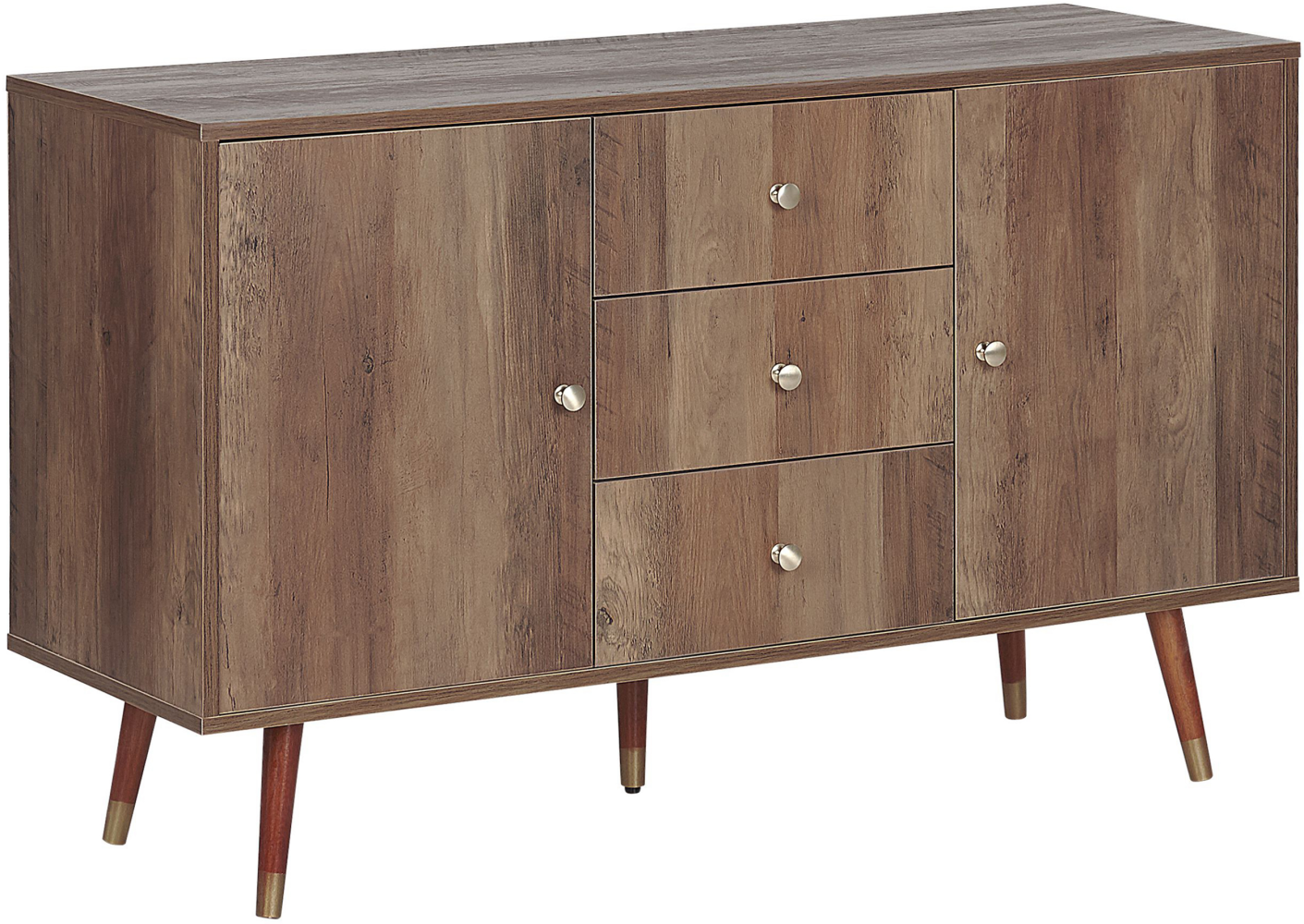 Sideboard heller Holzfarbton 3 Schubladen 2 Schränke ULIKA Bild 1