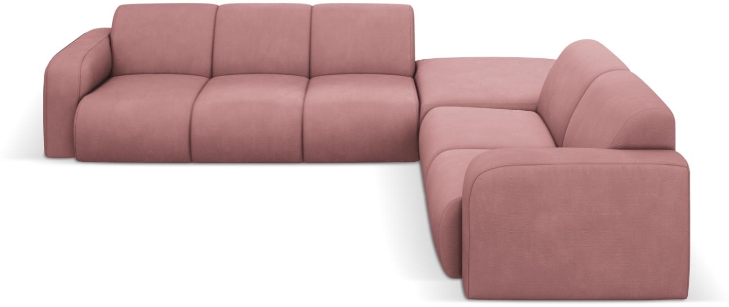 Micadoni Boucle Ecksofa Molino 6-Sitzer Rechts Strukturierter Stoff Rosa Bild 1