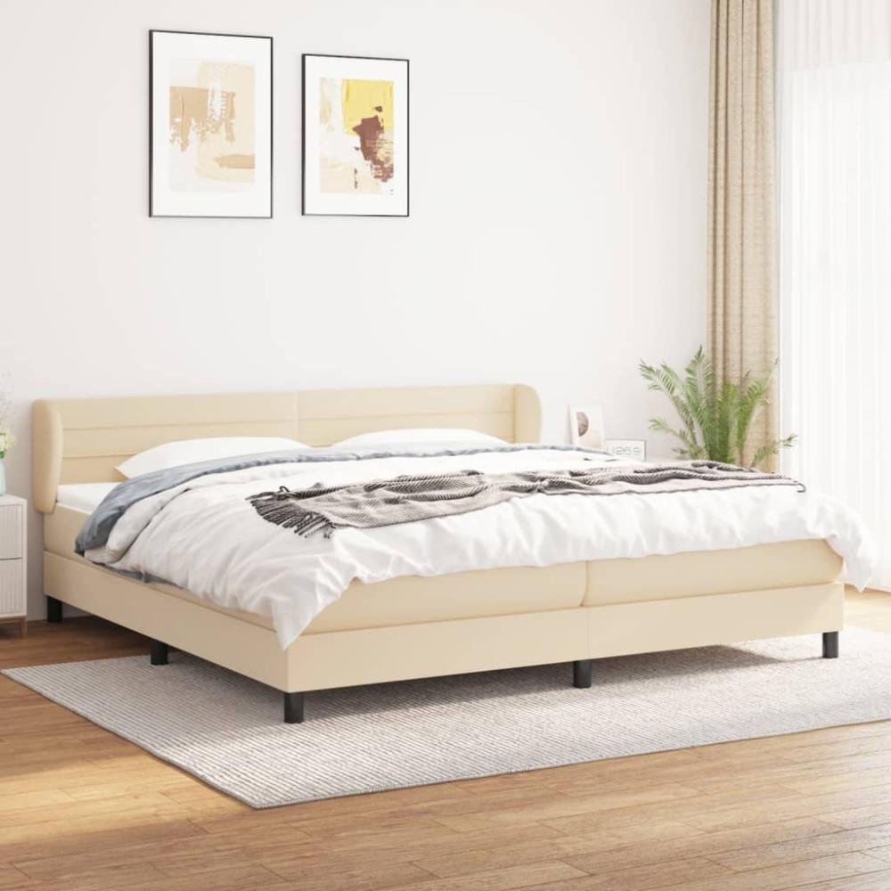 vidaXL Polsterbett mit Matratze Stoff Creme 200 x 200 cm Bild 1