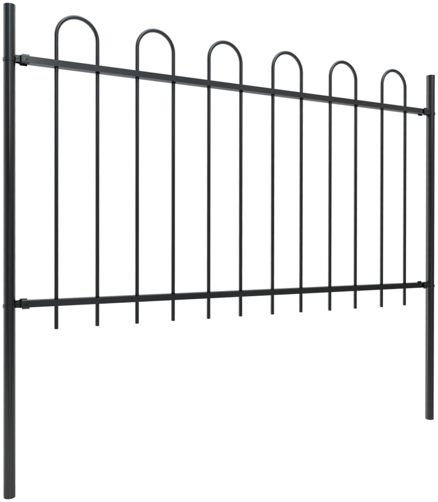 vidaXL Gartenzaun mit Rundbogen Stahl 892,5 x 100 cm Schwarz 277660 Bild 1