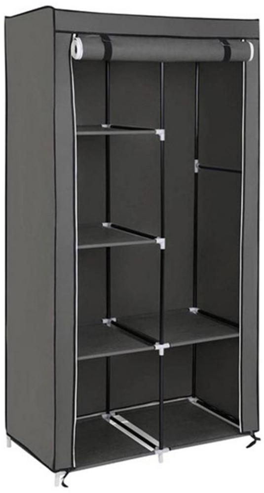 Stoffkleiderschrank mit 6 Ablagefächern und Kleiderstange, Grau Höhe 169cm Bild 1