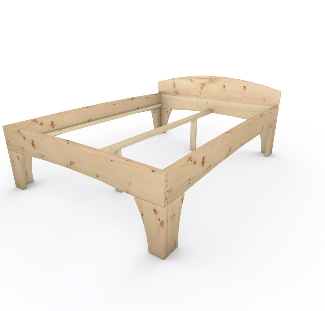 Zirbenbett Massivholzbett "Rosi" metallfrei 160 x 220 cm 58 cm mit Kopfteil Bild 1