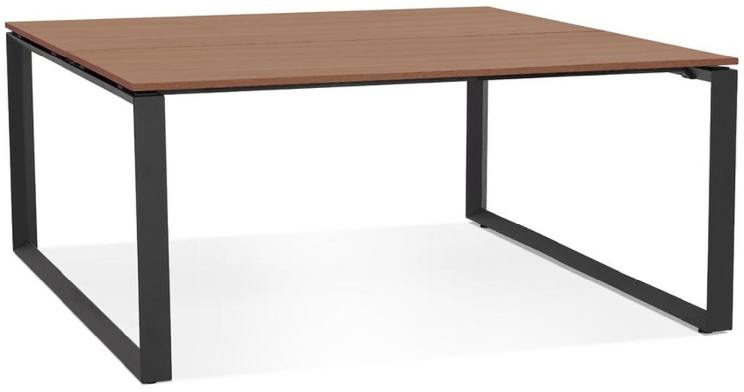 Kadima Design Schreibtisch 140x140 cm | Quadratisch Robust Ergonomisch | Büro Arbeitsfläche | Braun-Schwarz | Bürotisch Bild 1