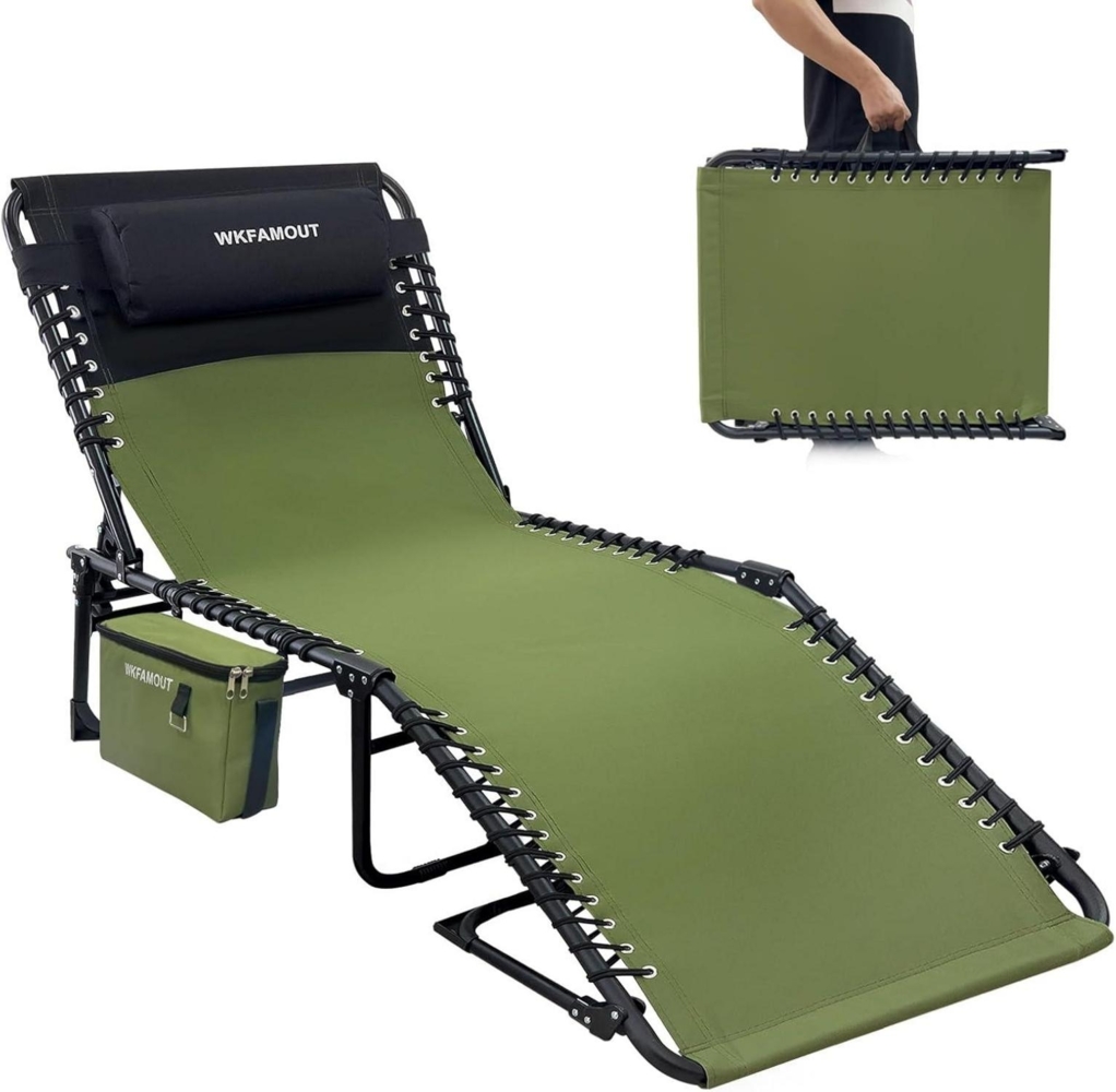 Klappbare Sonnenliege Campingliege 5-Stufig Grün Gartenliege 190x59CM Bild 1