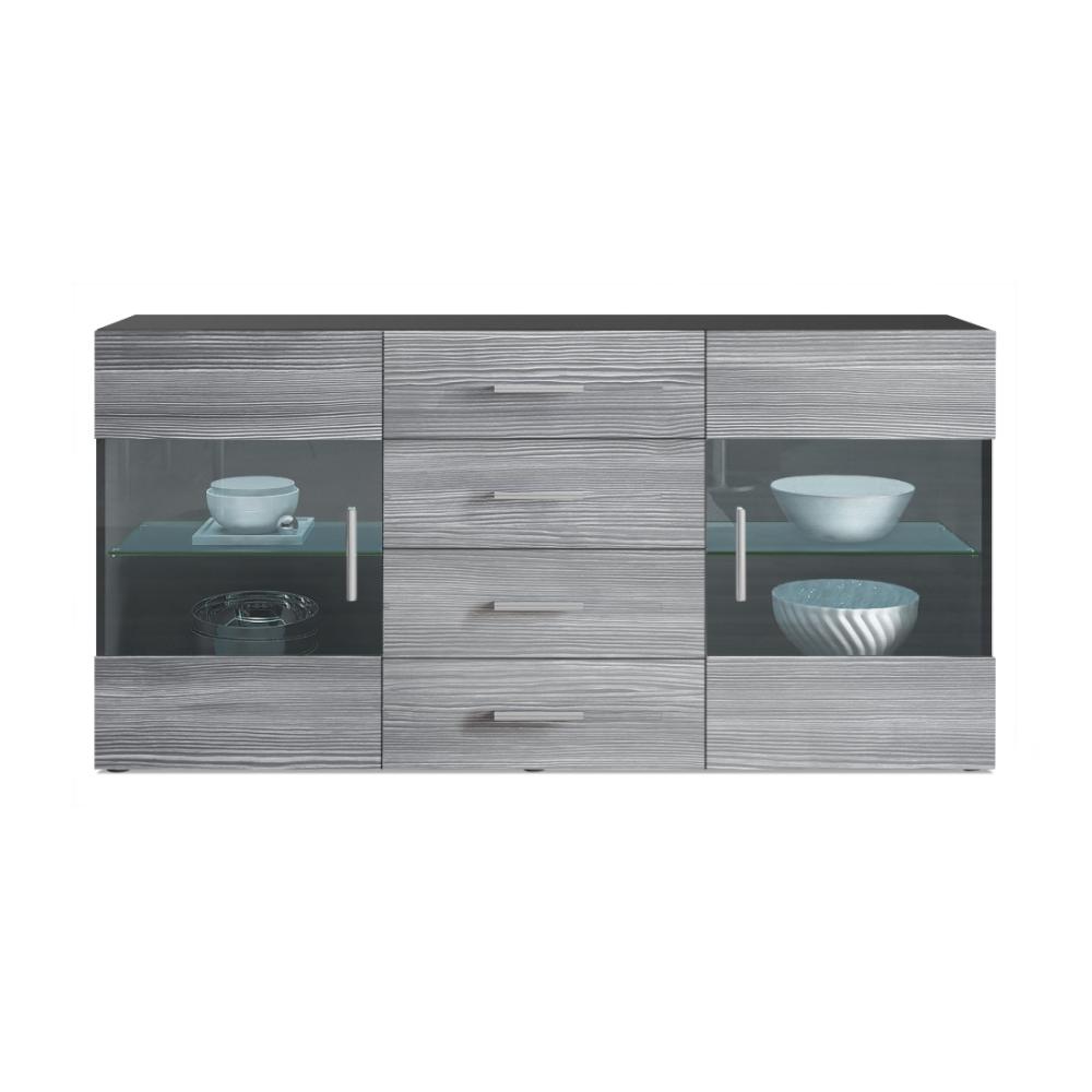 Sideboard Kommode Bari V1, Korpus in Schwarz matt / Front in Avola-Anthrazit (139 x 72 x 35) Bild 1