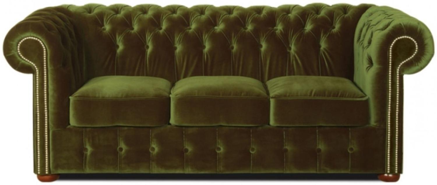 Casa Padrino Chesterfield 3er Sofa Dunkelgrün 200 x 90 x H. 78 cm Bild 1