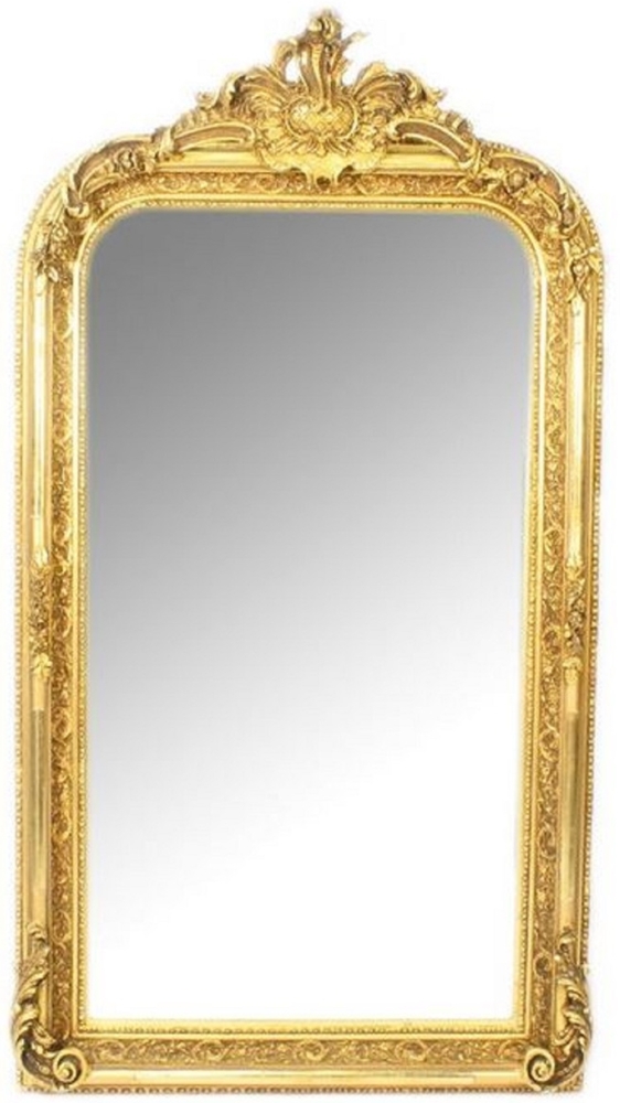 Casa Padrino Barock Wandspiegel Gold 70 x H. 140 cm - Prunkvoller Barock Spiegel mit Holzrahmen und wunderschönen Verzierungen Bild 1