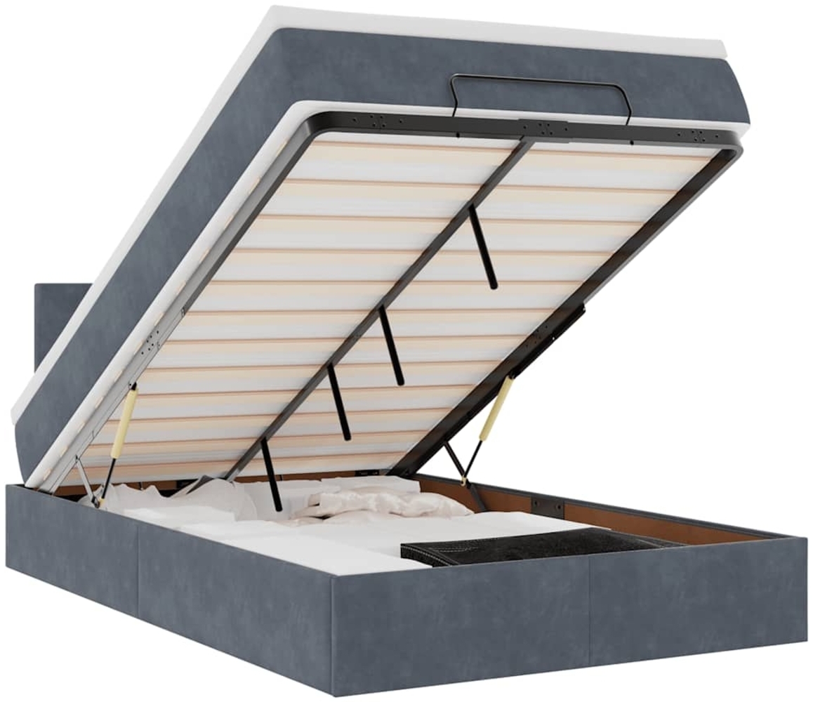 vidaXL Ottoman-Bett mit Matratze Dunkelgrau 120x200 cm Samt 3311694 Bild 1