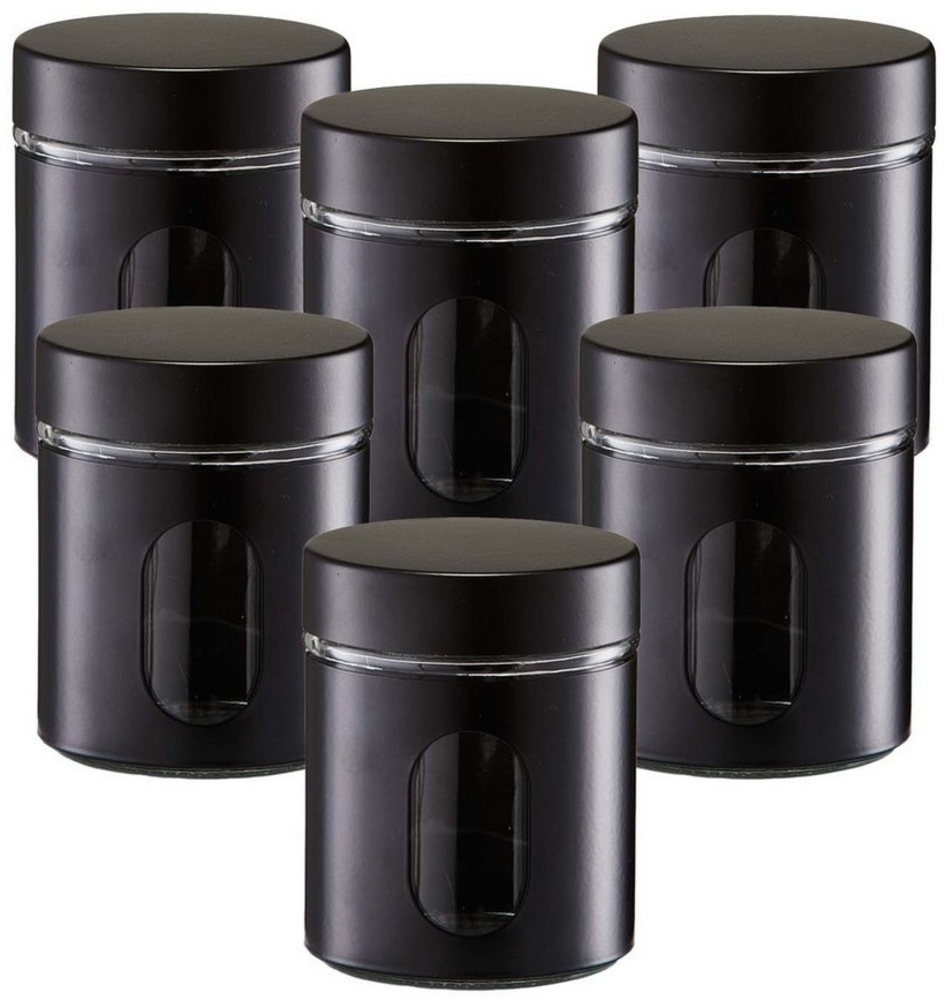 6 Stück Vorratsglas mit Metalldeckel, schwarz - Ø 10,2 x 12,5cm Bild 1