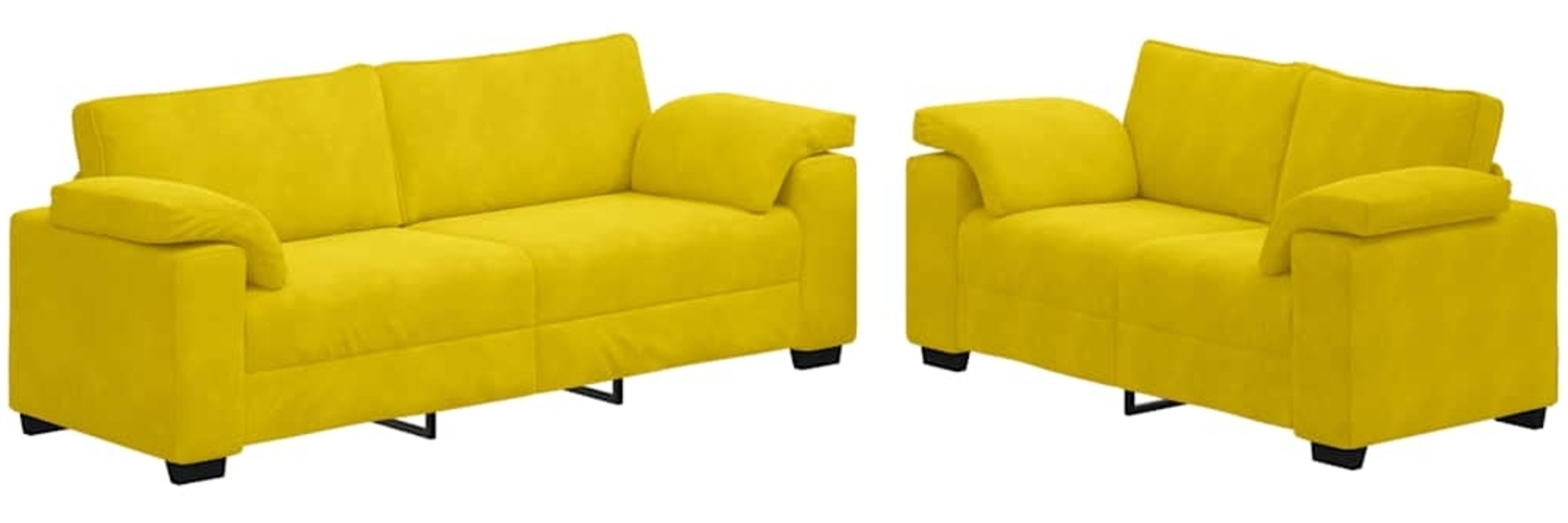 vidaXL 2-teiliges Sofa-Set mit Kissen, gelber Samt 3324755 Bild 1