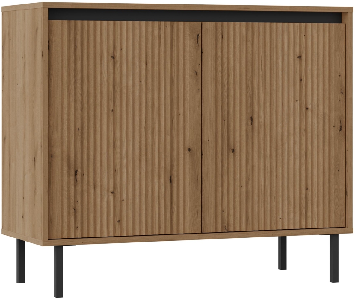 Selsey 'Osaka' Sideboard 2-türig mit geriffelten Fronten, Eichenholzoptik 'Evo'ke, ca. 85 x 100 x 40 cm Bild 1