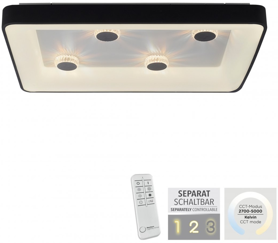 JUST LIGHT 14385-18 LED Deckenleuchte Vertigo Kristalleffekte rechteckig schwarz CCT Bild 1