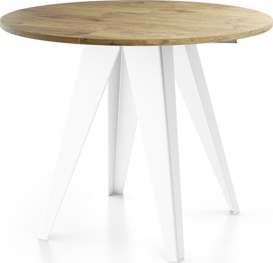 WFL GROUP Esstisch Glory Weiß, Modern Rund Tisch mit pulverbeschichteten Metallbeinen Bild 1