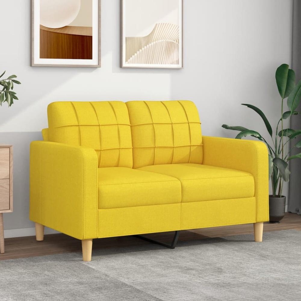 vidaXL 2-Sitzer-Sofa Hellgelb 120 cm Stoff 359088 Bild 1