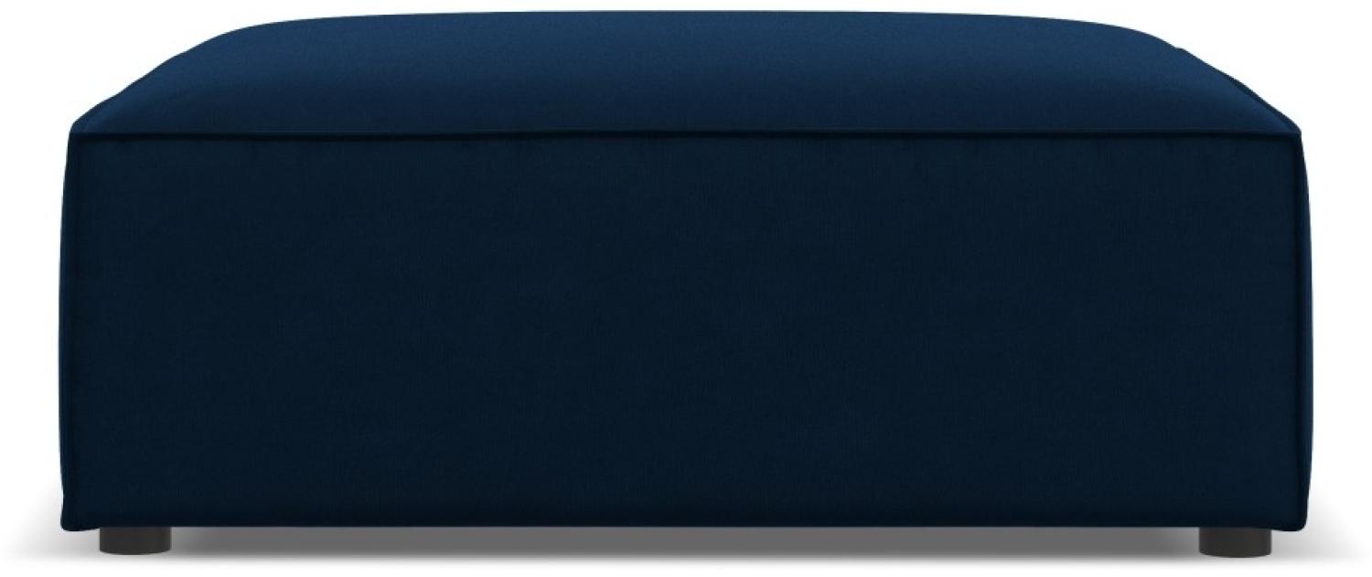 Micadoni Samtstoff Pouf Hocker Jodie | Bezug Royal Blue | Beinfarbe Black Plastic Bild 1