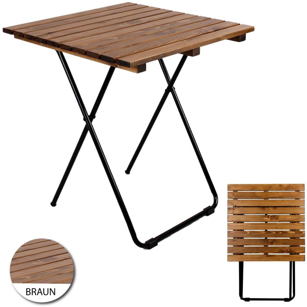 Holz Metall Klapptisch Beistelltisch klappbar Holzfarbe braun Kieferholz klein Bild 1