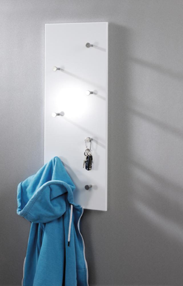 Garderobenhaken >Big Eddy< in weiß-chrom aus Stahl, MDF - 80x30x6cm (BxHxT) Bild 1