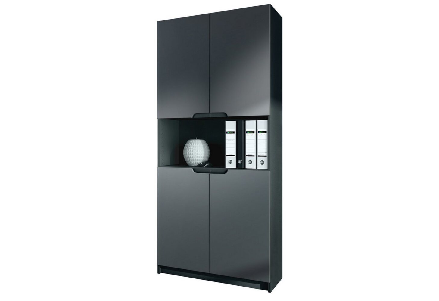 Vladon Büroschrank Logan V2, Aktenschrank mit 5 Fächern und 4 Türen, Schwarz matt/Graphit Seidenmatt (82 x 184 x 37 cm) Bild 1