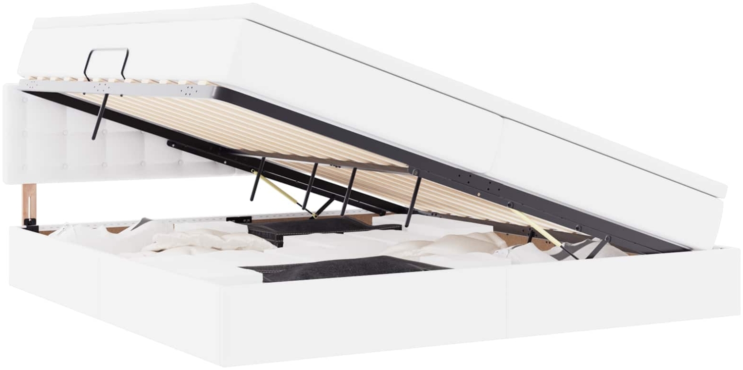 vidaXL Bett mit LED-Lichtleisten Hellgrau 200 x 200 cm PVC 3371046 Bild 1