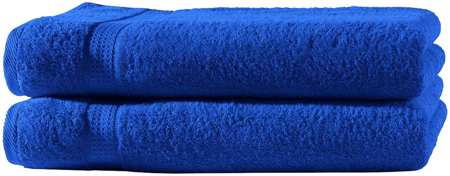 Müskaan - 2er Set Frottee Duschtücher Elegance 70x140 cm 100% Baumwolle 500 g/m² Duschtuch royalblau Bild 1