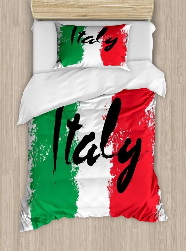 Abakuhaus Bettwäsche Milbensicher Allergiker geeignet mit Kissenbezug, Microfaser, Italien Italienische Flagge Bunte Grunge Bild 1