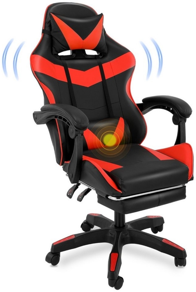 WILGOON Gaming Chair Gaming-Stuhl Bürostuhl mit Massagefunktion, Ergonomisch Gaming Stuhl (Computerstuhl mit Fußstütze, Armlehnen, Kopfstütze, Lenden-Kopfkissen, Massagefunktion, 1 St), Racing PC Stuhl, Maximale Belastung 150 kg, 360° drehbar Bild 1