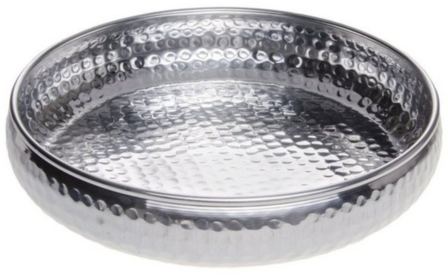 Marrakesch Orient & Mediterran Interior Dekotablett Orientalisches Tablett Schale aus Metall Fidan 34cm Silber, Handarbeit Bild 1