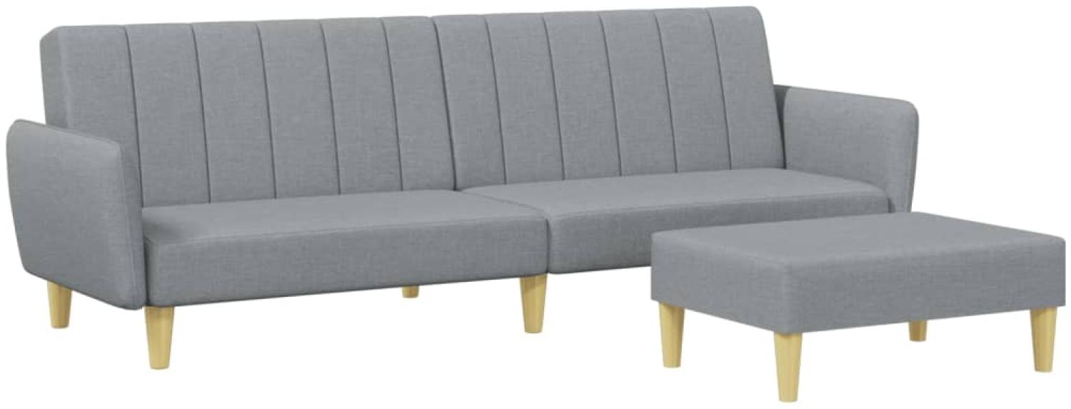vidaXL Schlafsofa 2-Sitzer mit Fußhocker Hellgrau Stoff 3216246 Bild 1