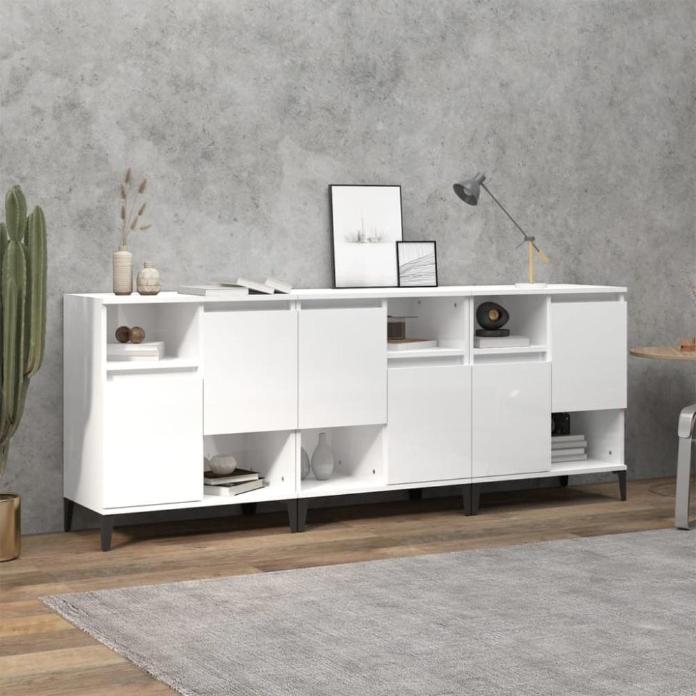 vidaXL Sideboards 3 Stk. Hochglanz-Weiß 60x35x70 cm Holzwerkstoff 3185745 Bild 1