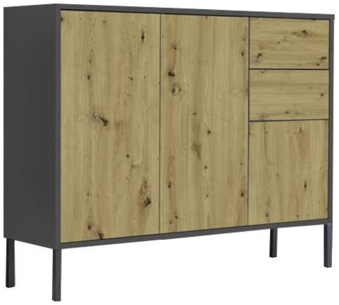 BMG Möbel Kommode Mailand 10 (Sideboard, Einzelkommode), grifflos, viel Stauraum, 106 x 73 x 33 cm, Korpus Anthrazit Bild 1