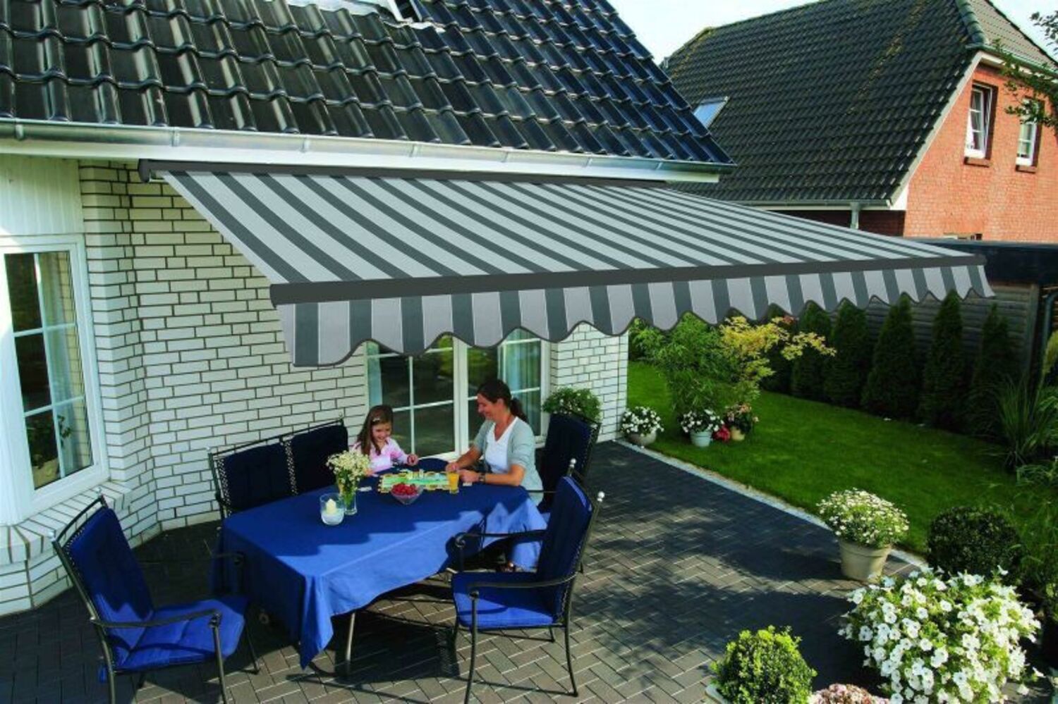 Spettmann Halbkassettenmarkise SKY FIX, 500x300 cm, Gestell silber, Design Shark Bild 1