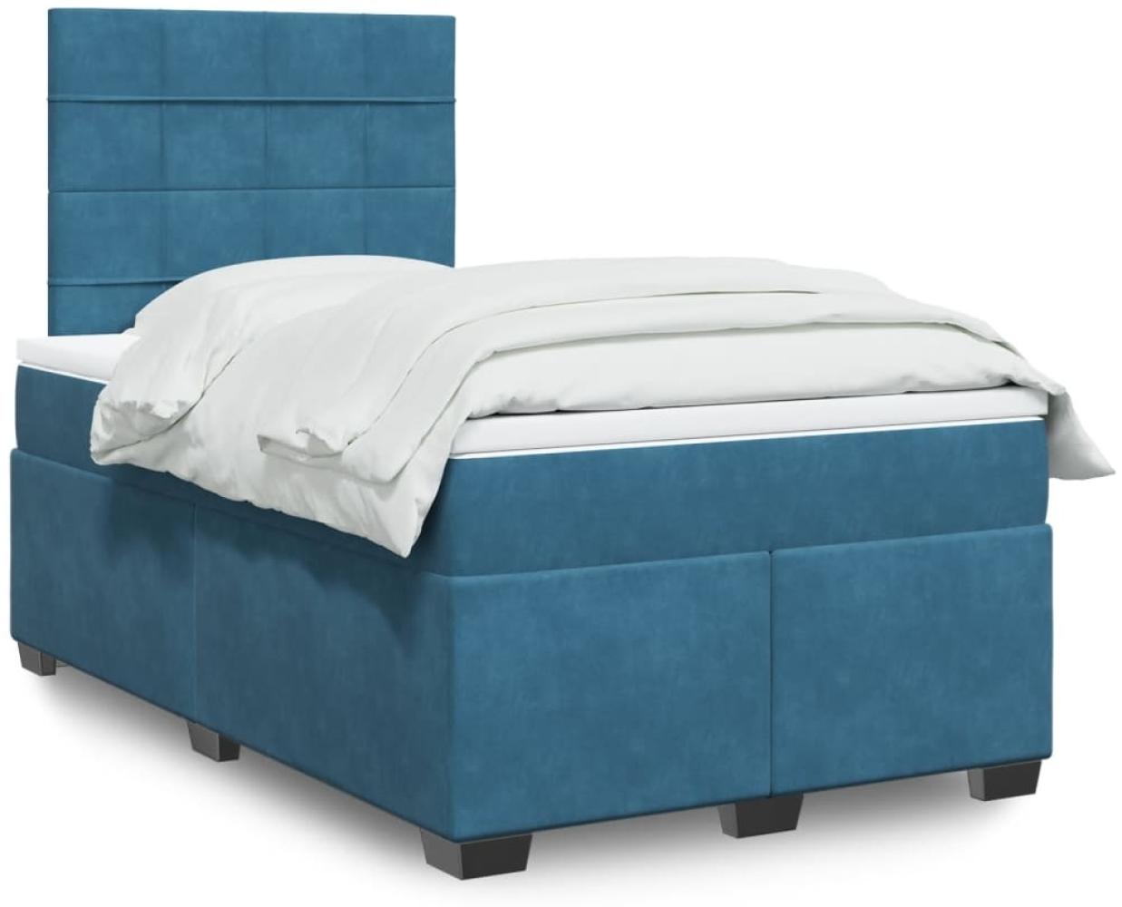 vidaXL Boxspringbett mit Matratze Blau 120x200 cm Samt 3290886 Bild 1