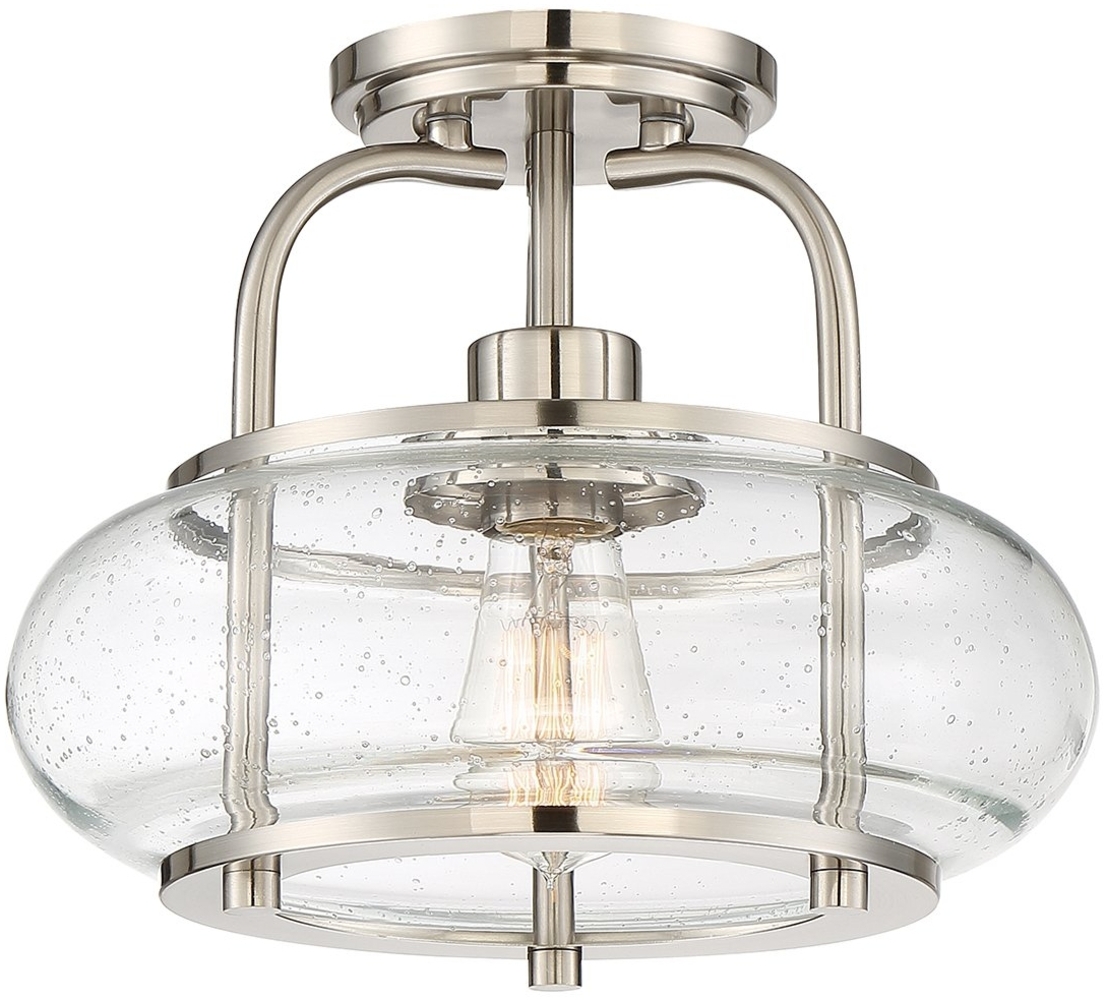 Deckenleuchte, Metall Glas, Nickel, D 30,5 cm Bild 1