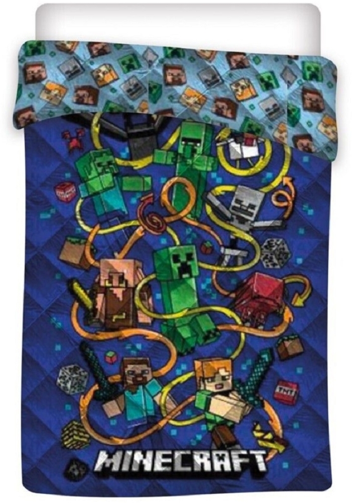 Minecraft Kuscheldecke Steppdecke 140x200 cm Decke aus 100% Polyester für kleine Gamer Bild 1