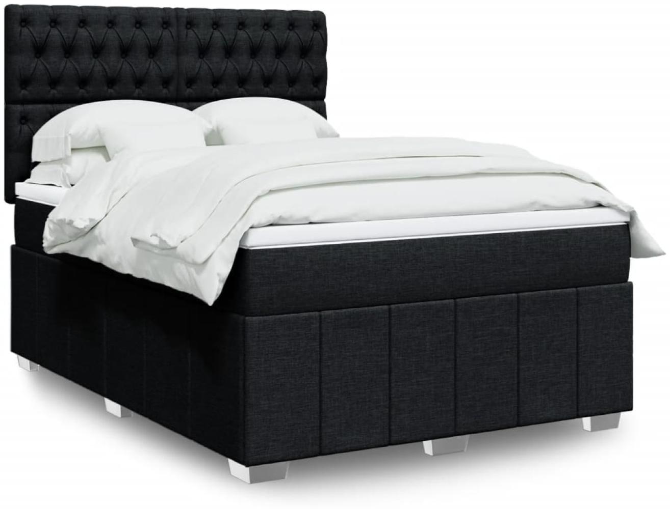 vidaXL Boxspringbett mit Matratze Schwarz 140x190 cm Stoff 3293972 Bild 1