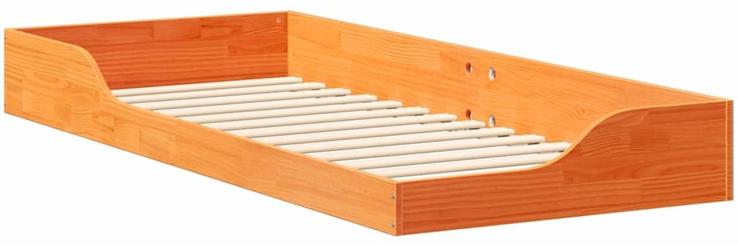 vidaXL Bettrahmen Wachsbraun 80 x 220 cm Massives Kiefernholz 873411 Bild 1