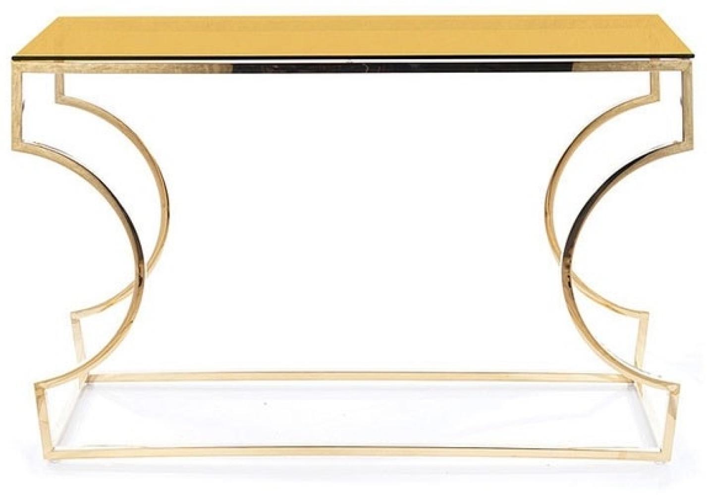 Konsolentisch Kenzo C Glastisch 120x40x78cm Bernsteinfarben Gold Bild 1